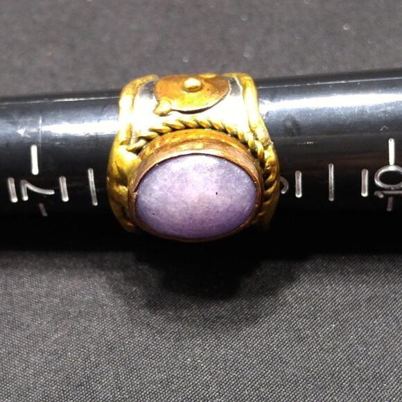 Amethyst Gemstone Mixed Metal Handmade Ring, Size 8 1/2 - Picture 10 of 11